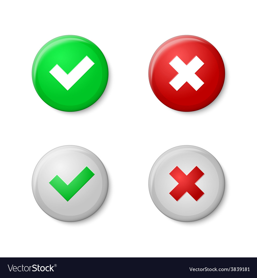 Check marks realistic buttons style with gloss