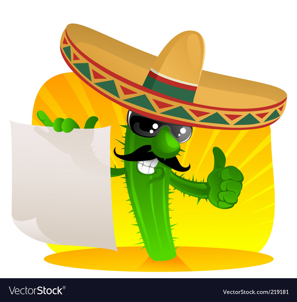 Cheerful Cactus with Scroll