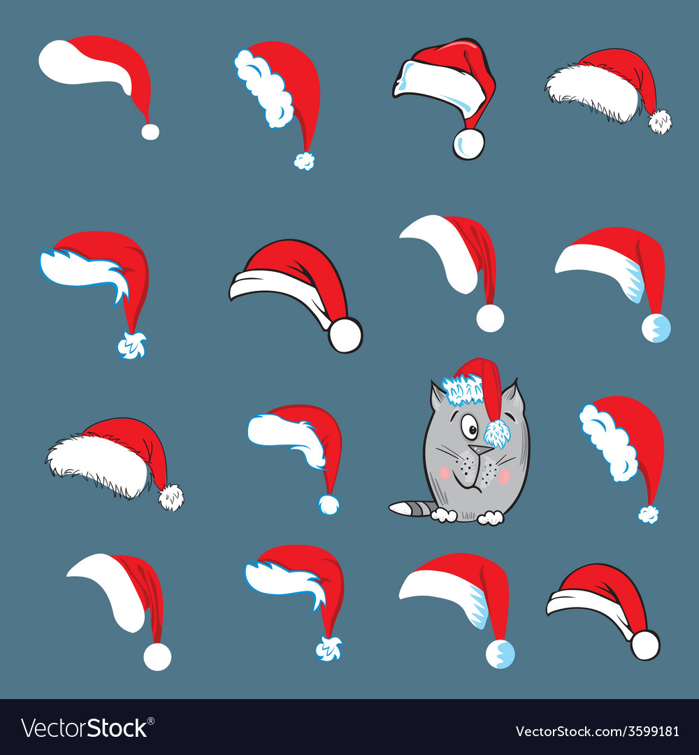 Christmas with santa hats and cat