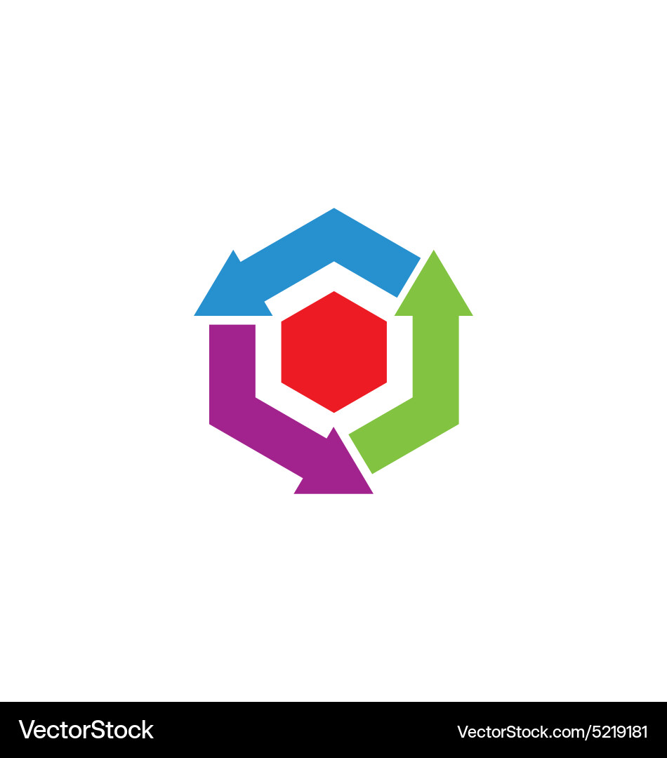 Circle arrow cube recycle logo Royalty Free Vector Image