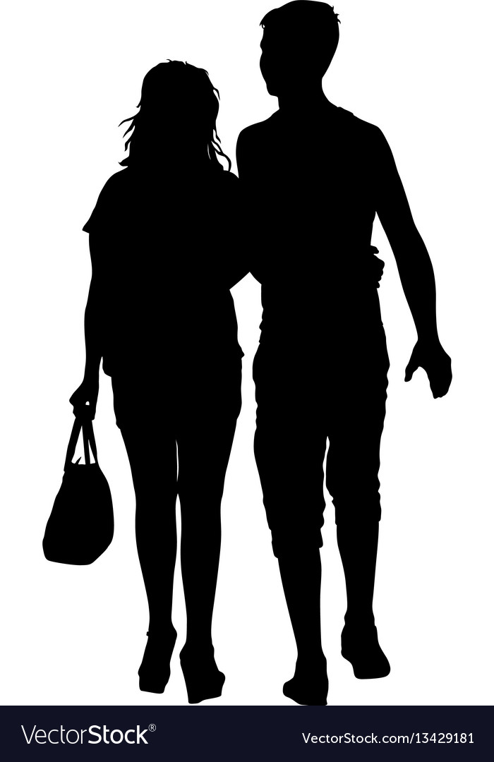 Couples man and woman silhouettes on a white