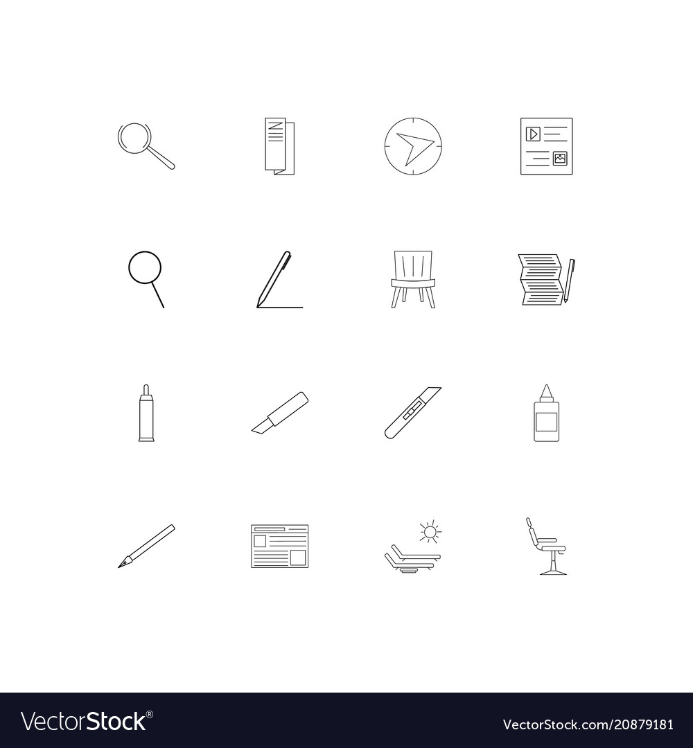 Creative process and design linear thin icons set