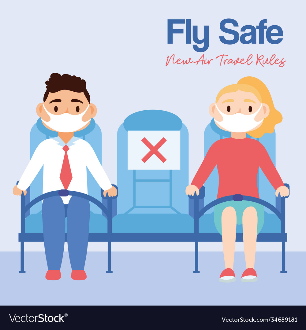 Fly safe campaign lettering poster with persons