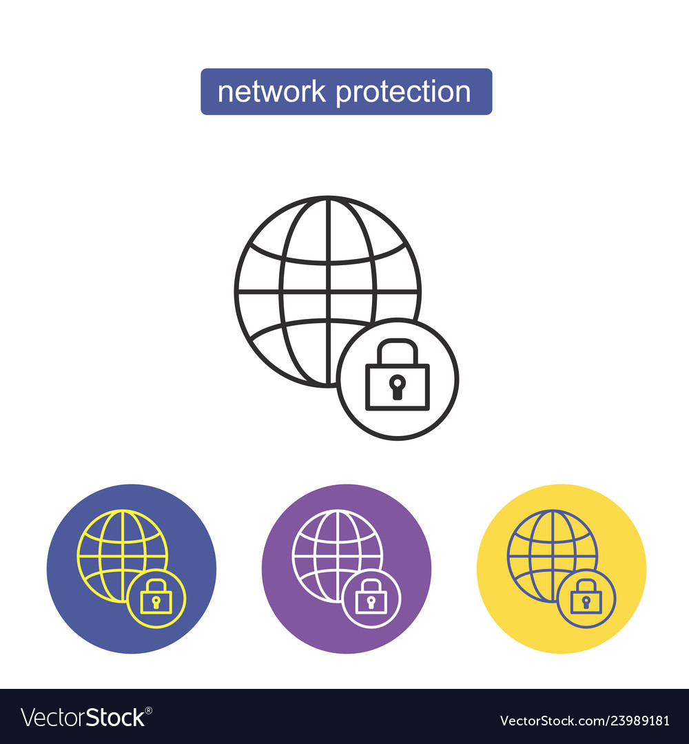 Globe with lock linear icon vector image Globe with lock linear icon