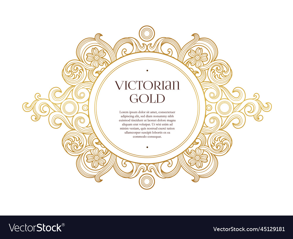 Golden element round frame for design template vector image Golden element round frame for design template