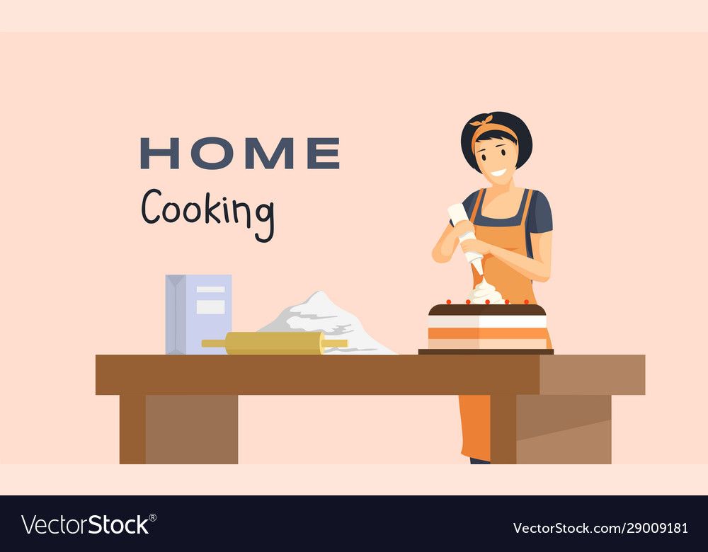 Home cooking flat banner template Royalty Free Vector Image