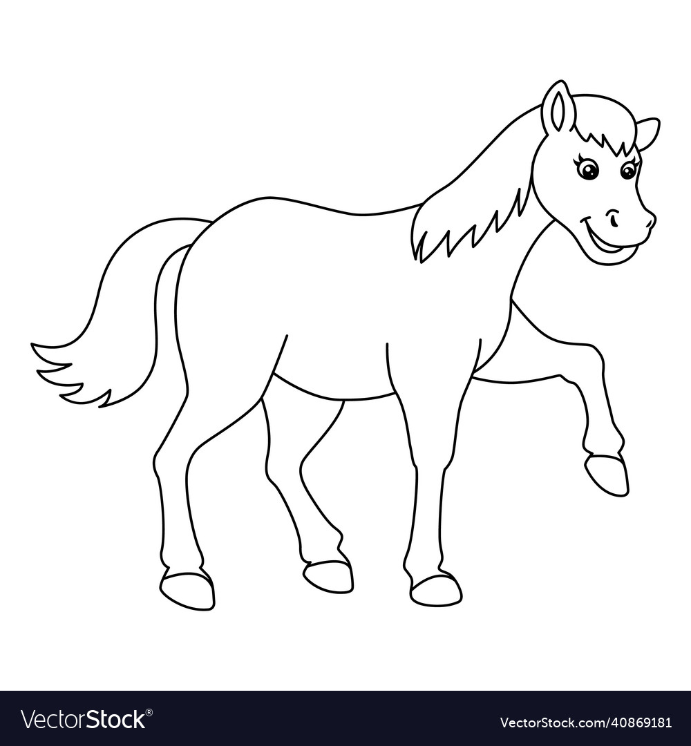 Horse coloring page isolated for kids vector image Horse coloring page isolated for kids