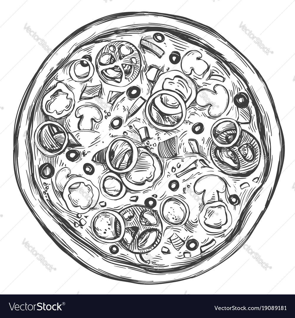 Italian pizza design template hand drawn Vector Image