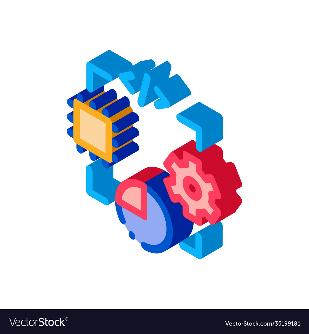 Microchip programming code mechanical gear vector image Microchip programming code mechanical gear