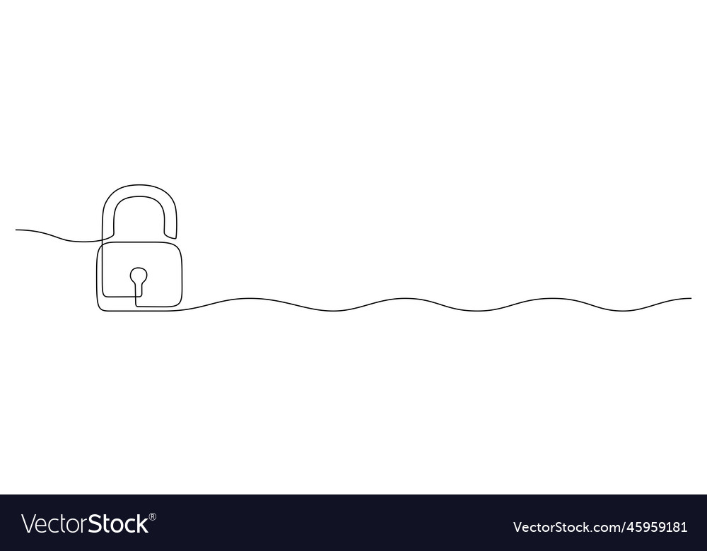 One continuous line drawing of padlock outline