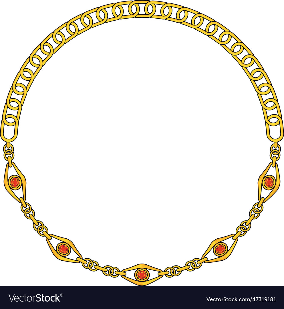 Round chain frame circle chains border boho vector image Round chain frame circle chains border boho