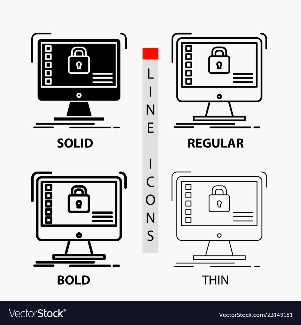 Secure protection safe system data icon in thin Vector Image Secure protection safe system data icon in thin