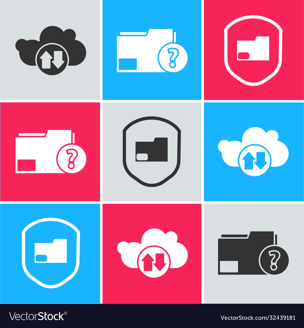 Set cloud download and upload unknown document vector image Set cloud download and upload unknown document