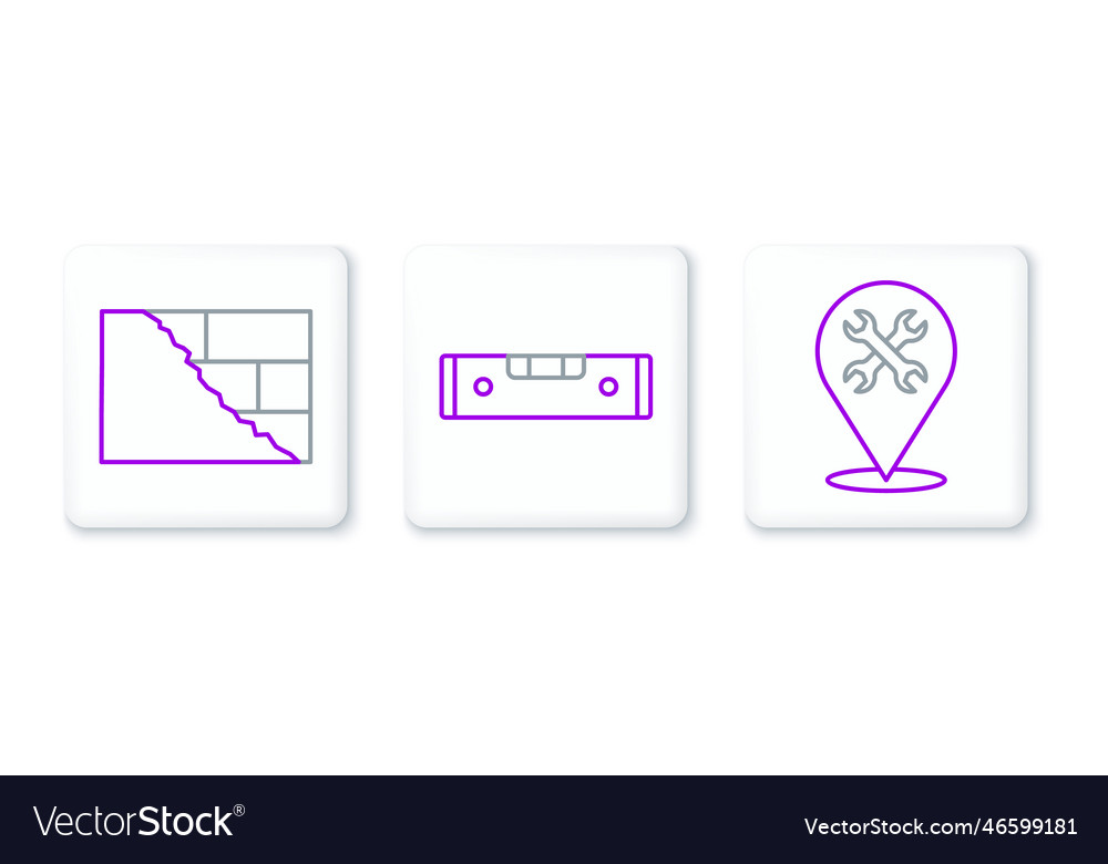 Set line location with wrench bricks vector image Set line location with wrench bricks
