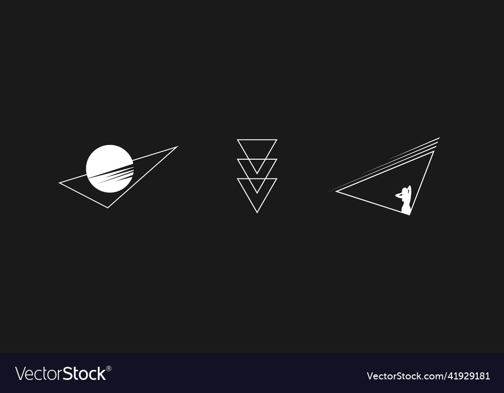 Set of retrowave design elements triangles vector image Set of retrowave design elements triangles
