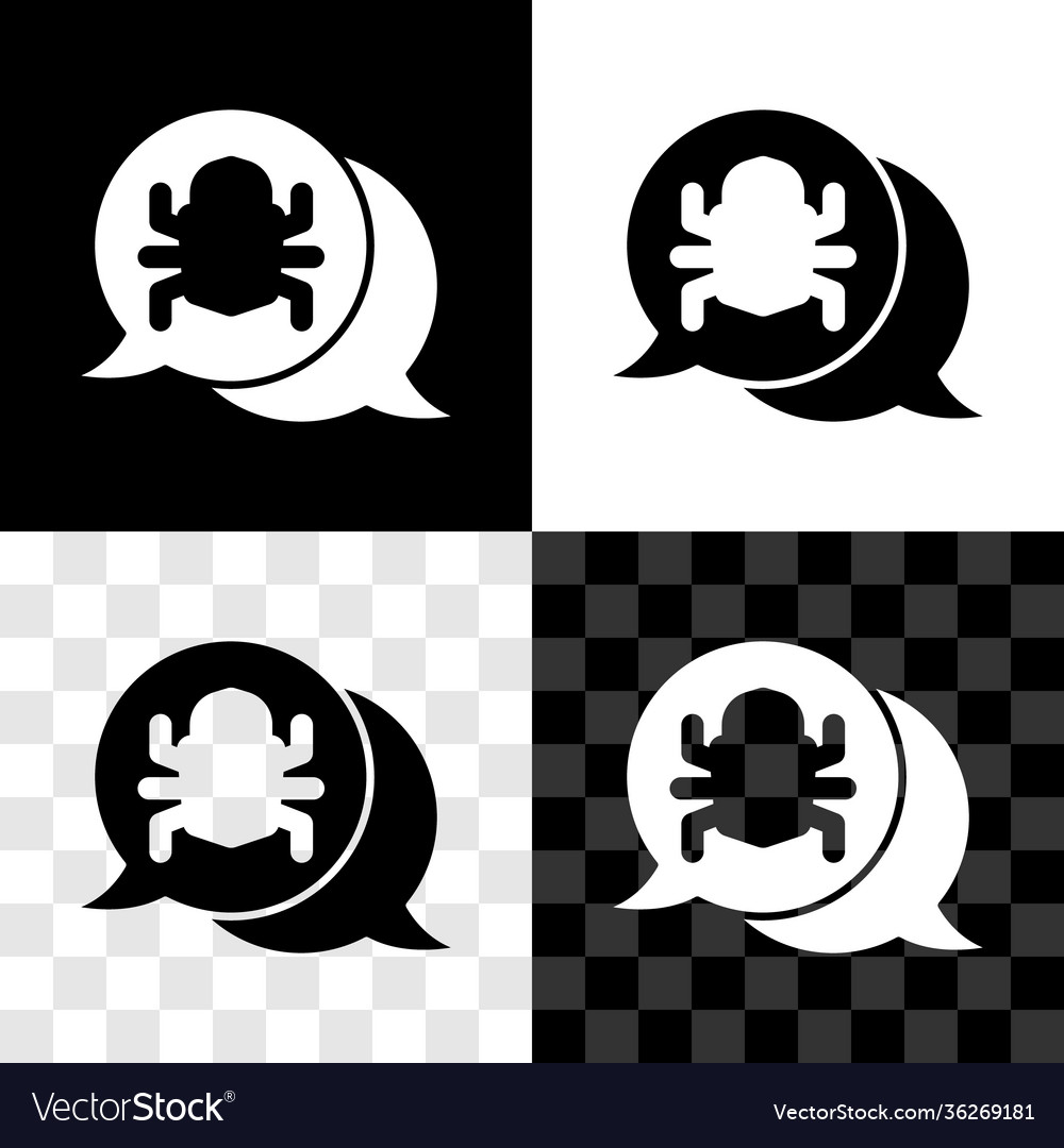 Set system bug concept icon isolated on black vector image Set system bug concept icon isolated on black