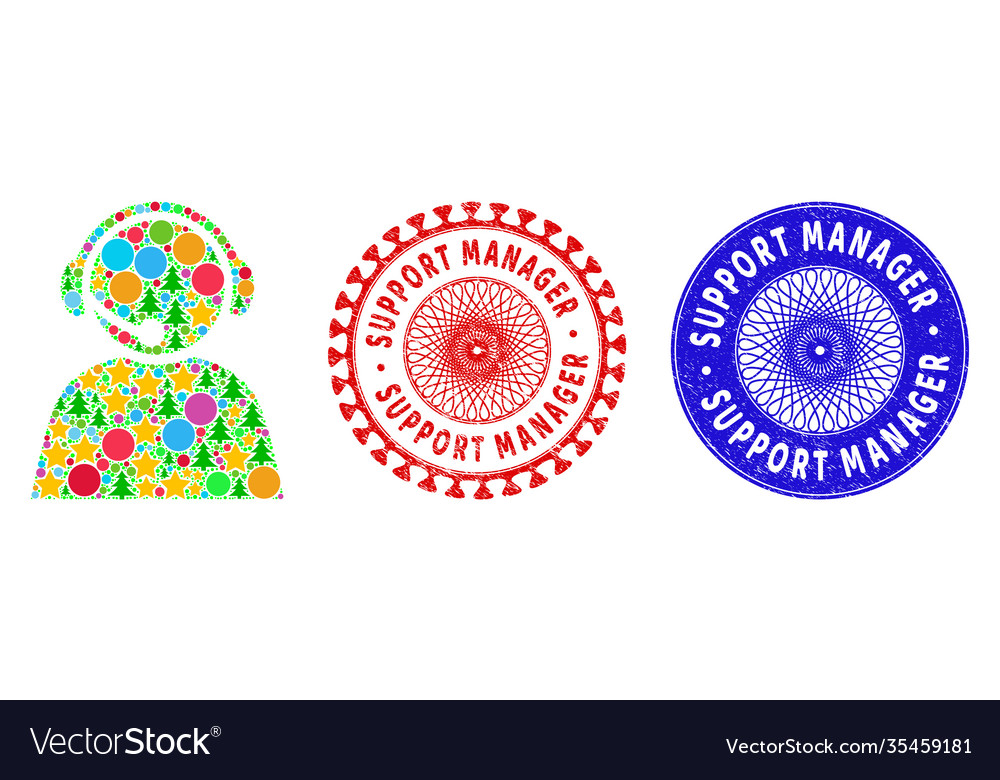 Support manager distress seals and call center Vector Image Support manager distress seals and call center