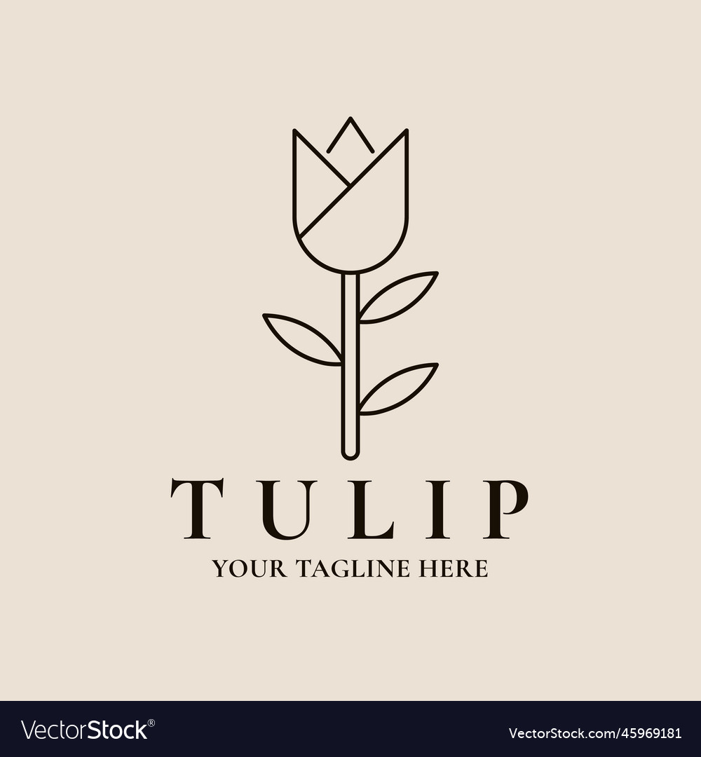 Tulip flower line art logo icon and symbol design vector image Tulip flower line art logo icon and symbol design