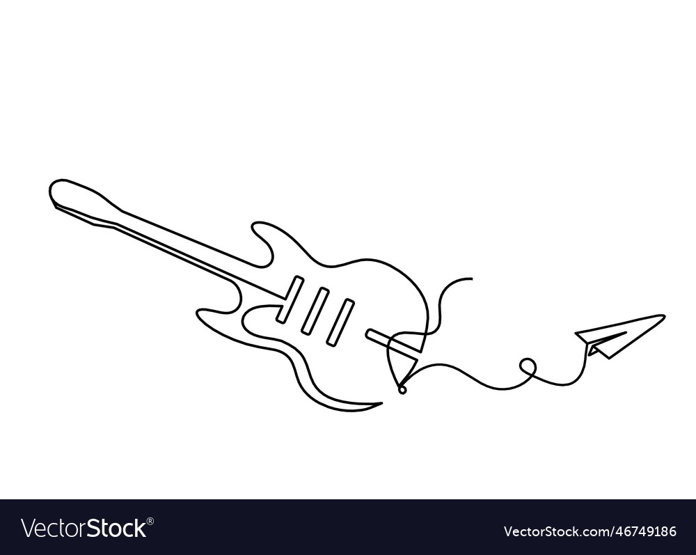 Abstract guitar with paper plane as continuous