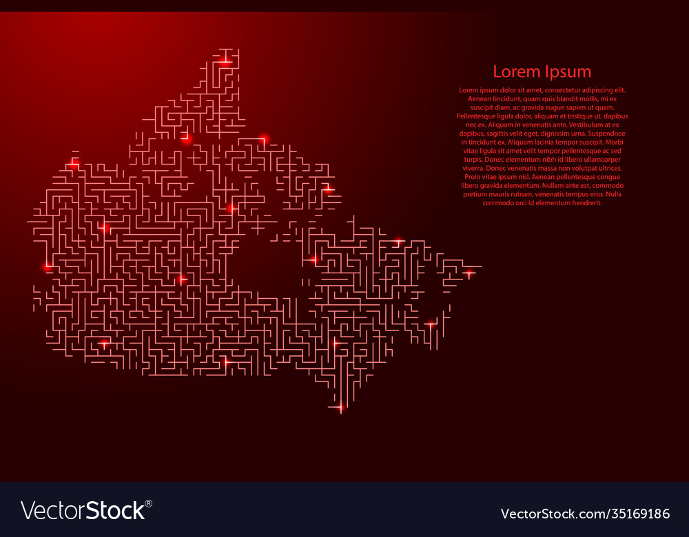 Canada map from red pattern maze grid