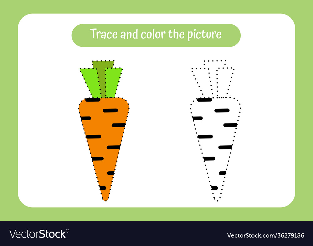 Carrot trace and color picture educational Vector Image