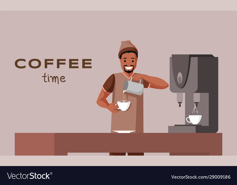 Coffee time flat banner template barista