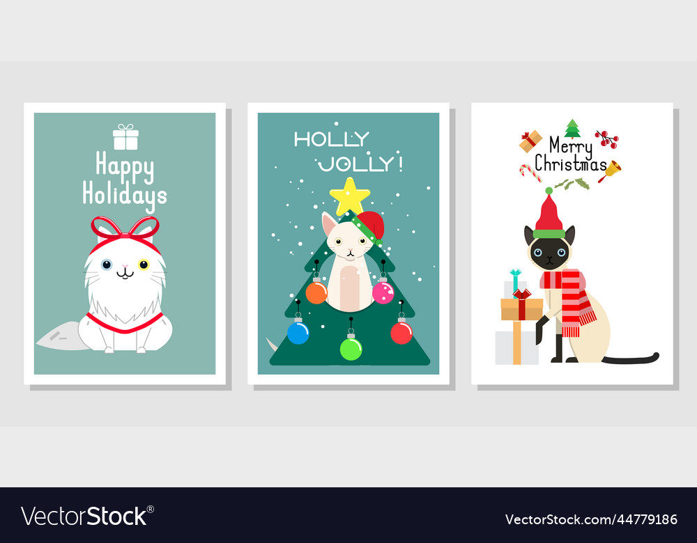 Collection of christmas cats merry christmas Vector Image