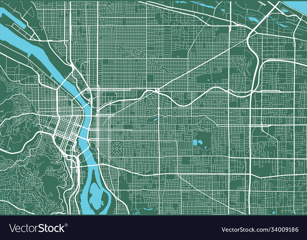 Detaillierte Karte portland city linear print