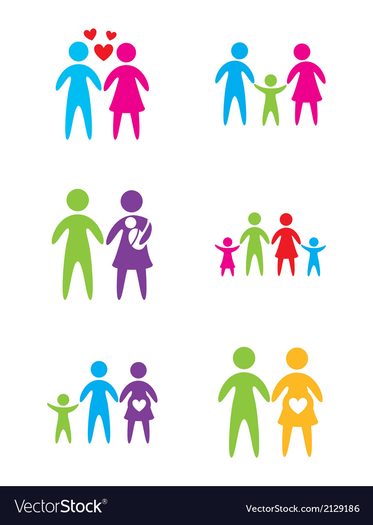 Different family over white background Royalty Free Vector