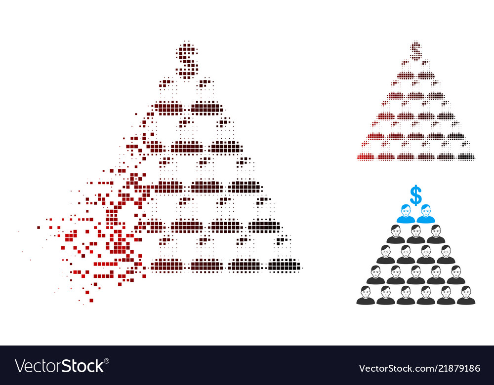 Disintegrating pixel halftone ponzi pyramid scheme