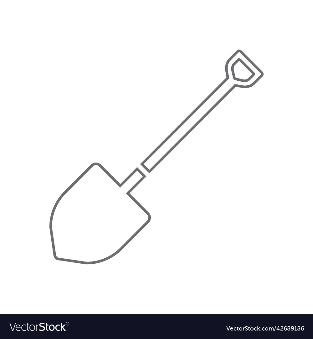 Grey shovel line art icon