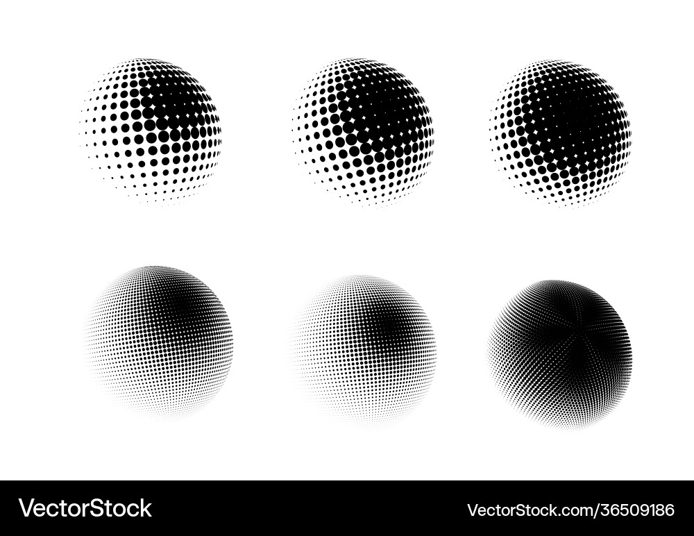 Halftone sphere dotted circle Royalty Free Vector Image