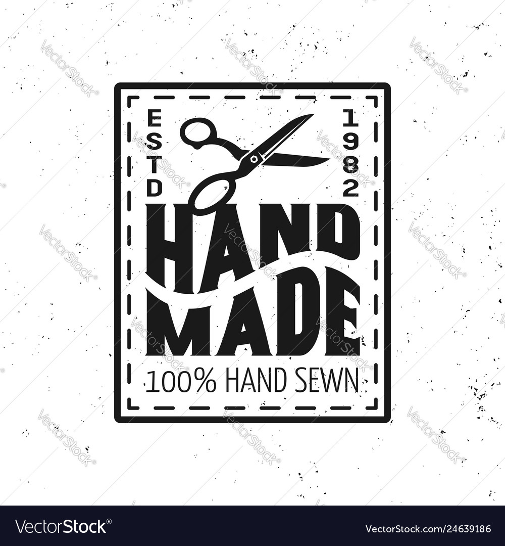 Hand made sewing black squared emblem Royalty Free Vector