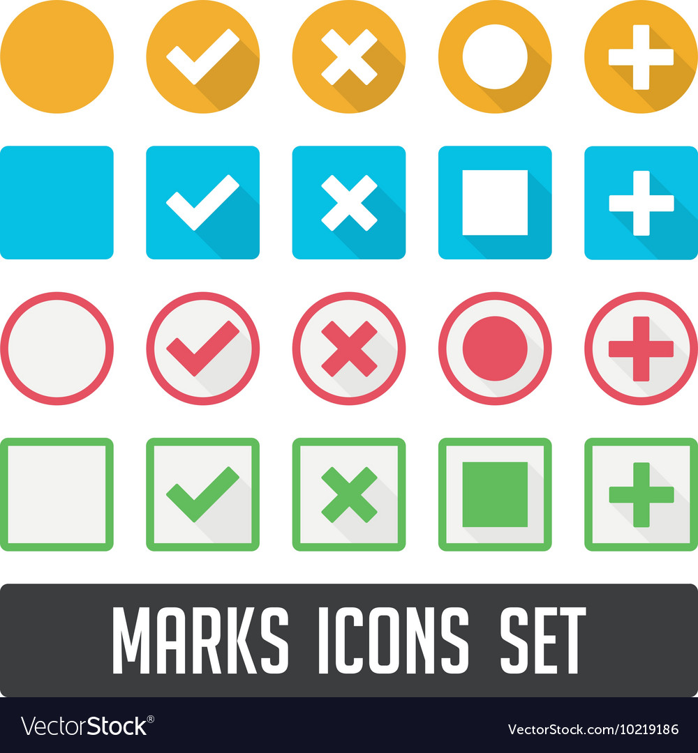 Marks icons set with shadow