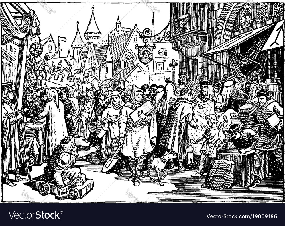Medieval Street Scene - 13 Jahrhundert Frankreich