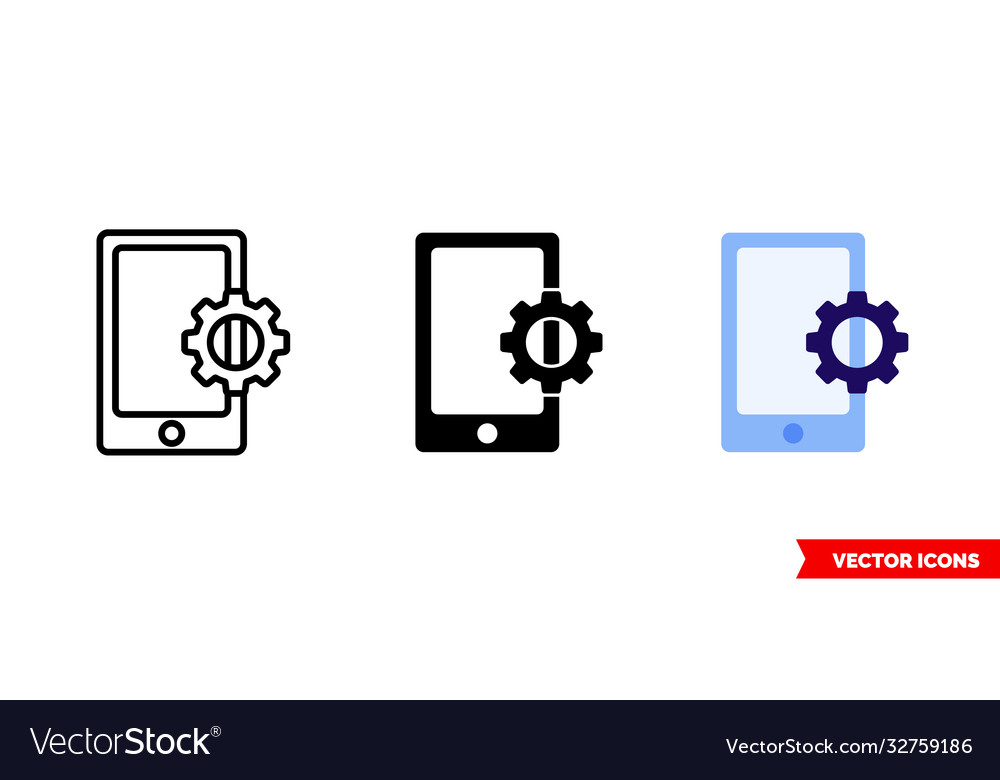 Phone line setup icon 3 types isolated vector image Phone line setup icon 3 types isolated