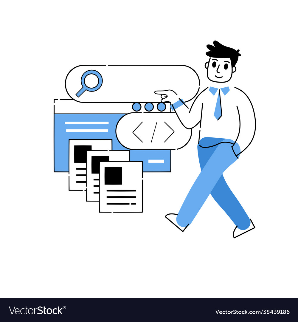 Programmer works with code vector image Programmer works with code