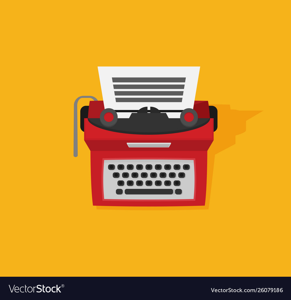 Retro typewriter in flat style