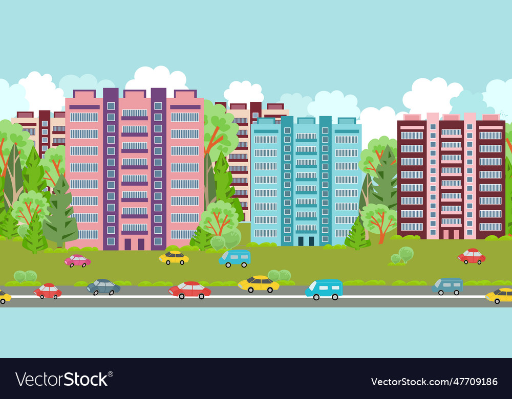 Seamless border with cityscape for your design