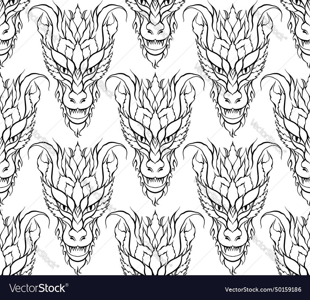 Seamless pattern with contour roaring vector image Seamless pattern with contour roaring