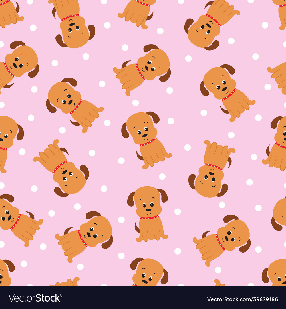 Seamless pattern with cute cartoon dog Royalty Free Vector