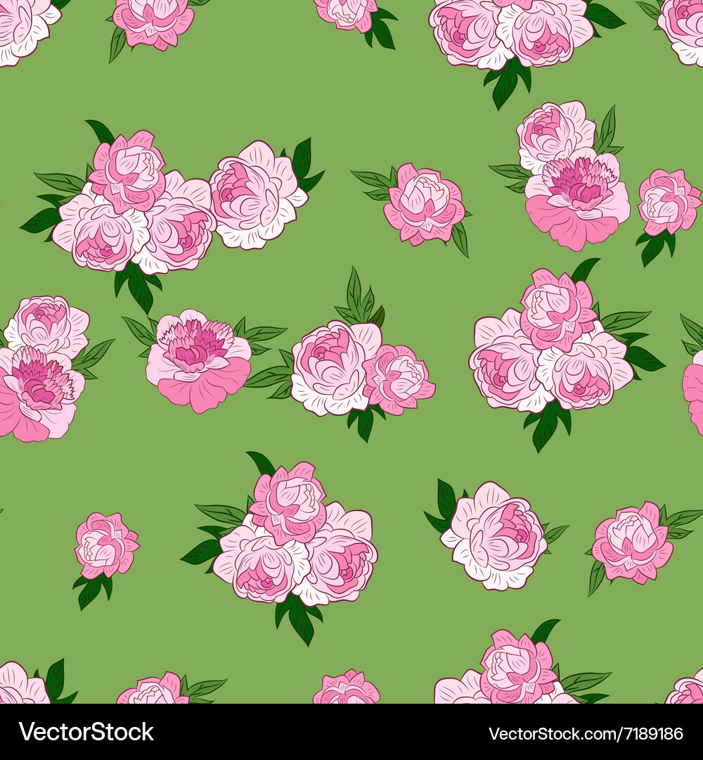 Seamless pattern with pink peonies Royalty Free Vector Image