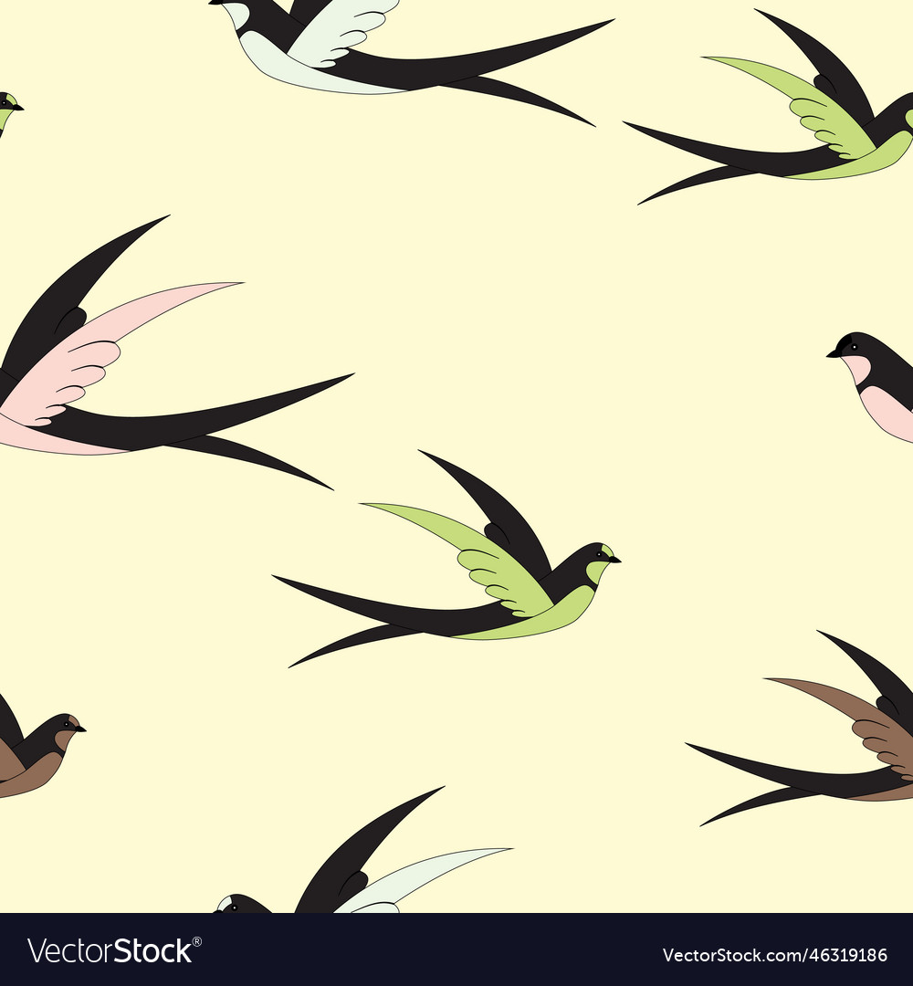 Seamless pattern with swallows