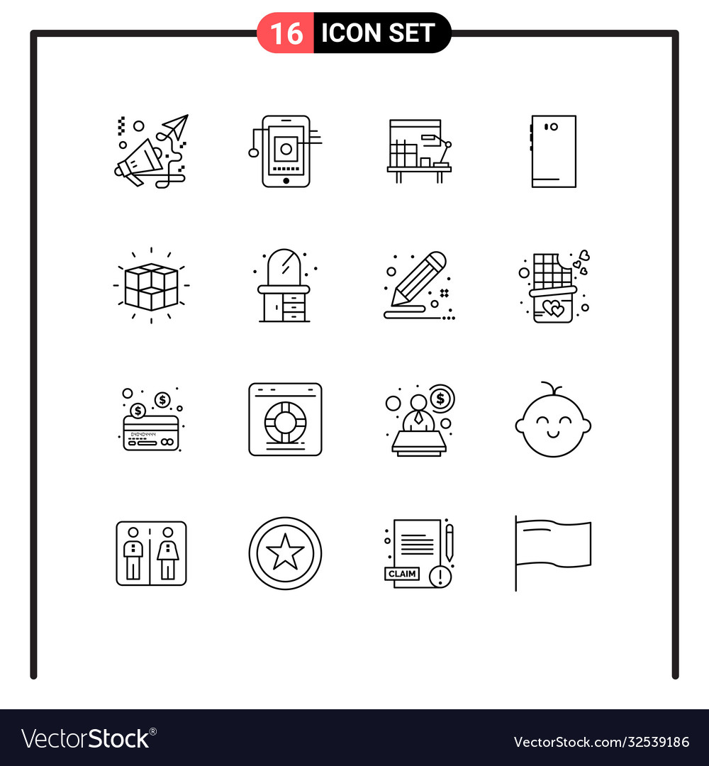 Set 16 outlines on grid for box camera