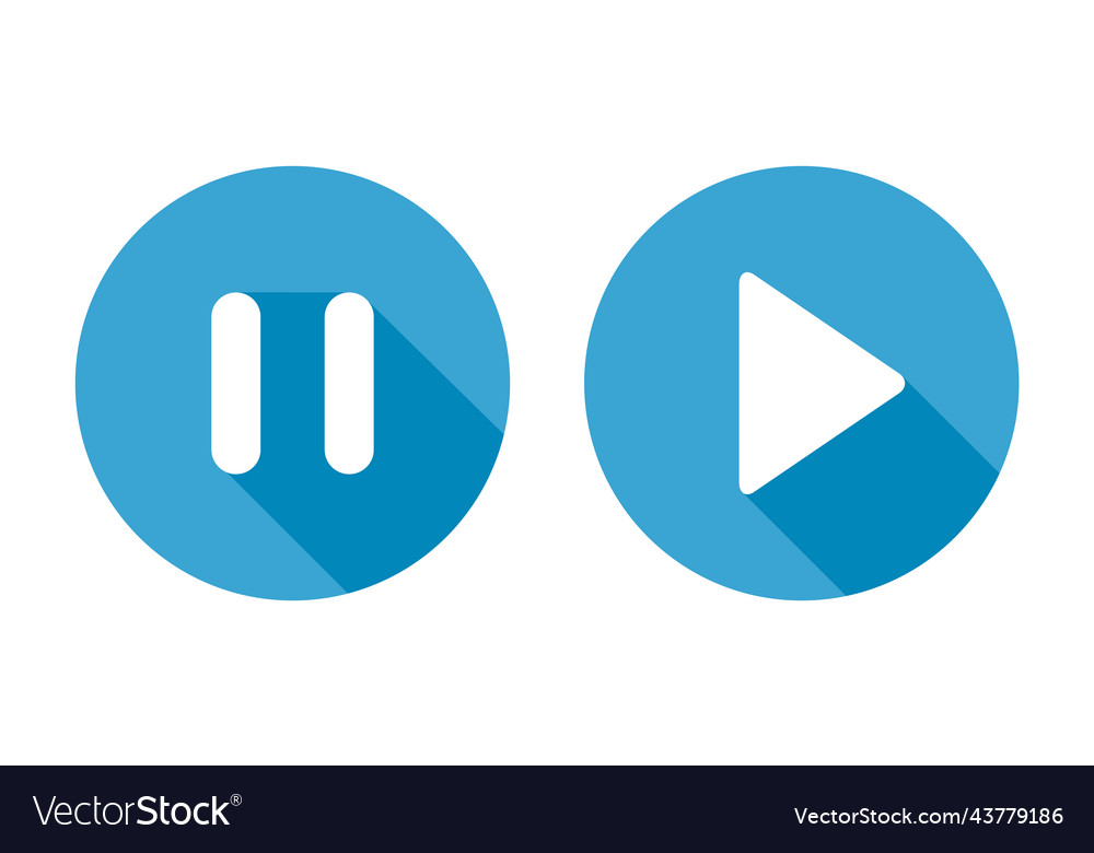 Set of stop pause and play icon interface media vector image Set of stop pause and play icon interface media