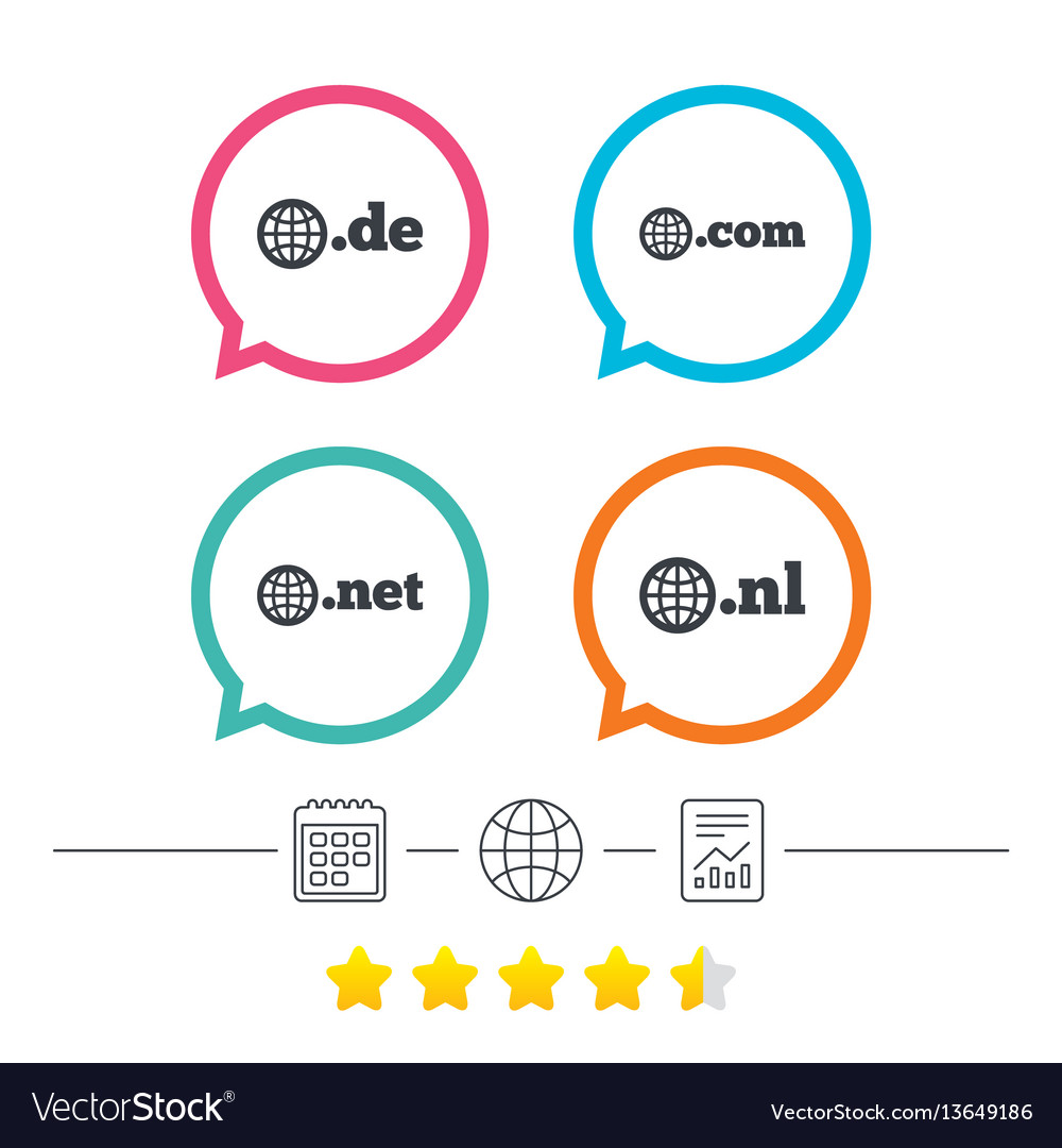 Top-level domains signs de com net and nl vector image Top-level domains signs de com net and nl