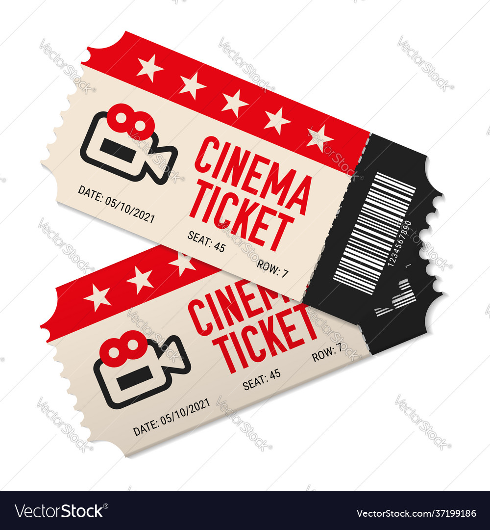 Two cinema tickets tear-off isolated Royalty Free Vector