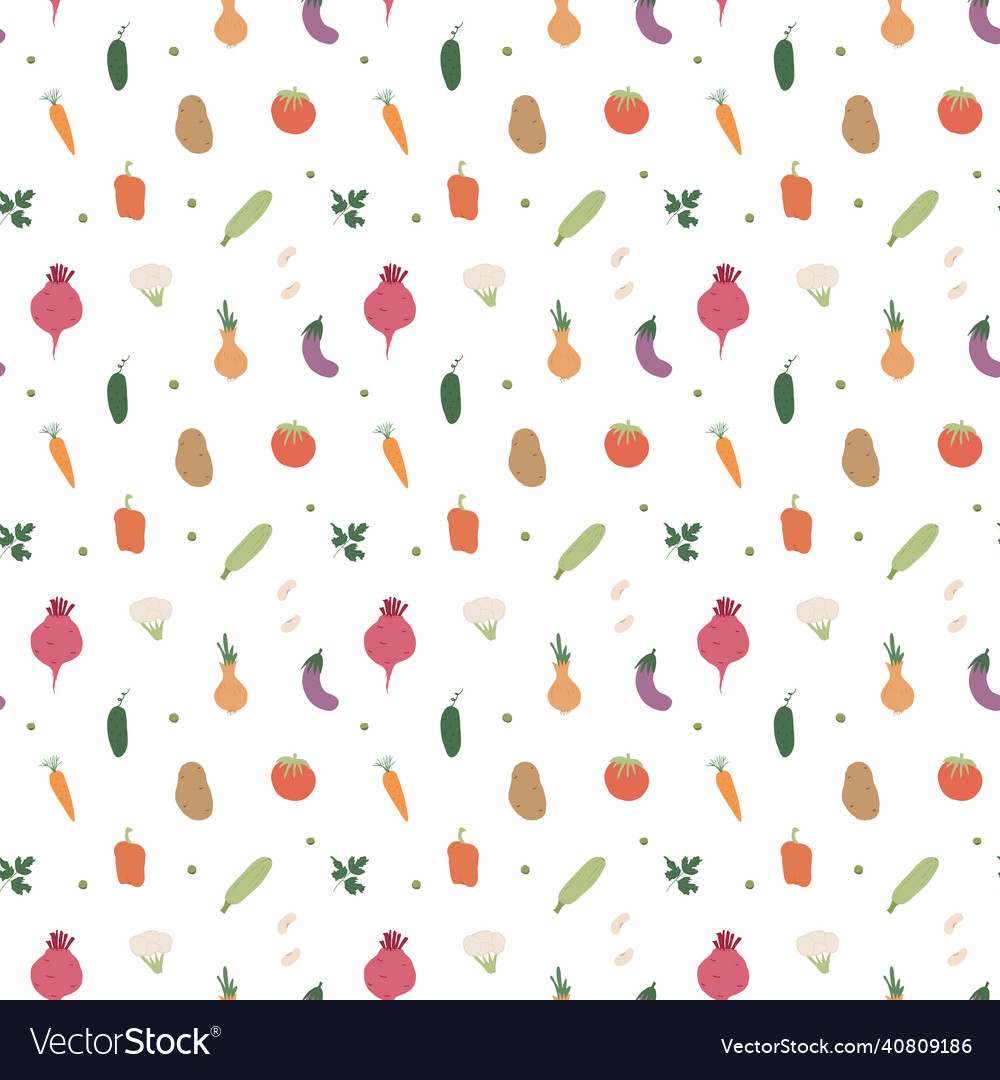 Vegetables seamless pattern vegetarian healthy Vector Image