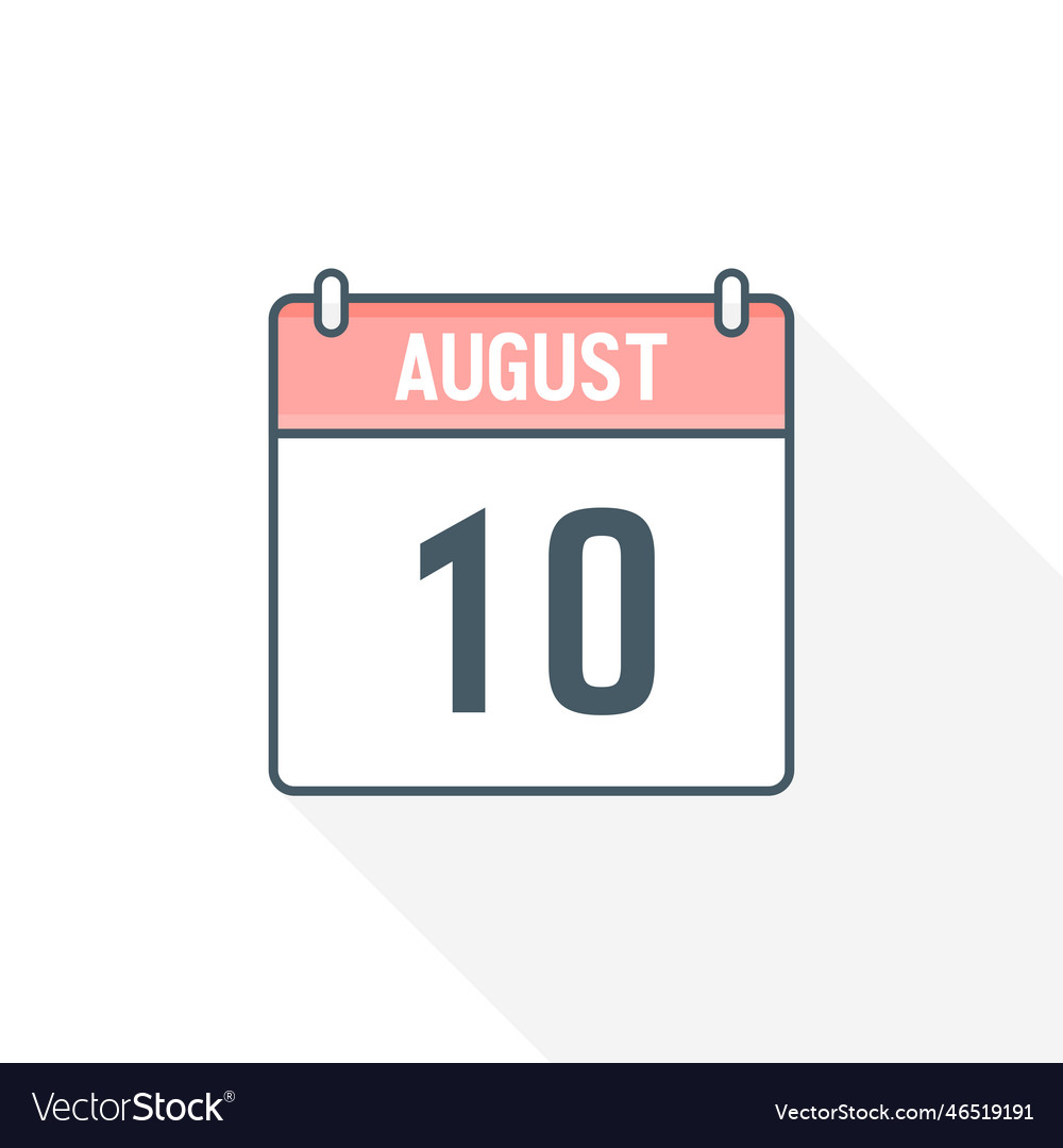 10th august calendar icon august 10 calendar date Vector Image