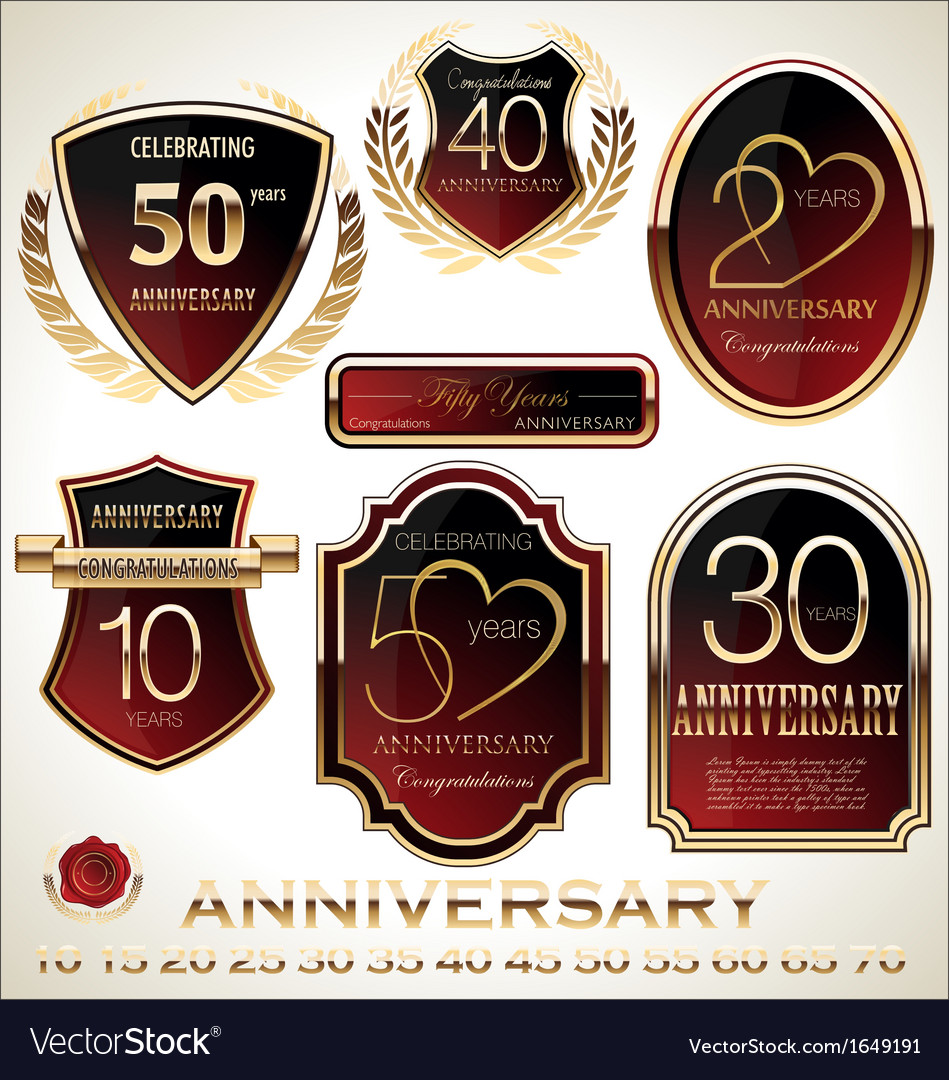 Anniversary Red And Black Label Set Royalty Free Vector